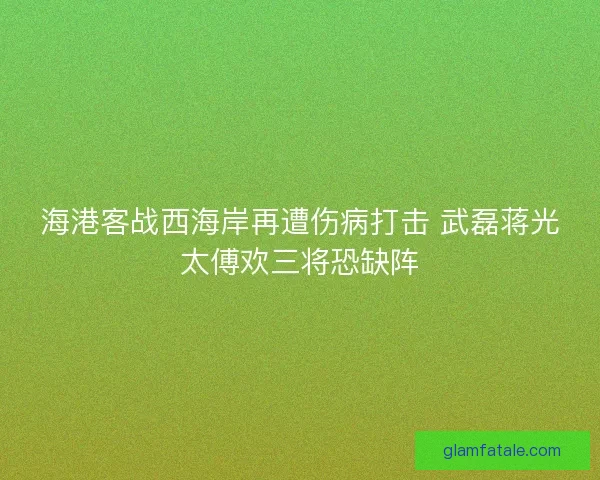 海港客战西海岸再遭伤病打击 武磊蒋光太傅欢三将恐缺阵
